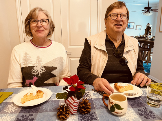 Denice and Dennis Morgan enjoying impossible coconut pie. (Linda Dwyer)