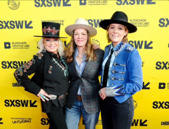 Tanya Tucker, Kathlyn Horan and Brandi Carlile, who brainstormed the film, pose at SXSW last year. 