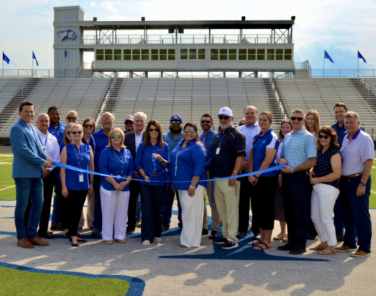Jarrell ISD officials celebrated completed upgrades to district athletic facilities with a ribbon cutting ceremony at the Jarrell High School stadium on June 7. 
