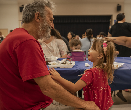 Pre-k student Elizabeth Mittelstedt, 4, enjoys time  with her grandfather John Mittelstedt during a Grandparents' Day lunch  held at Jarrell Elementary School on Friday, September 8, 2023.