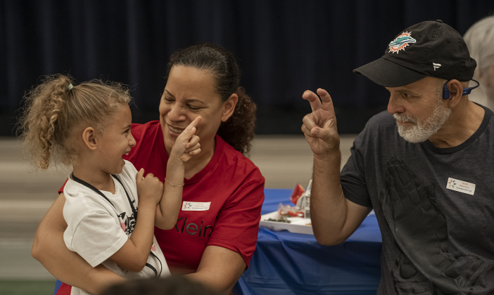 Pre-k student Aria Wandi, 4, left, enjoys time with her grandparents Luz and Edwin Esquilin during a Grandparents' Day lunch  held at Jarrell Elementary School on Friday, September 8, 2023. 