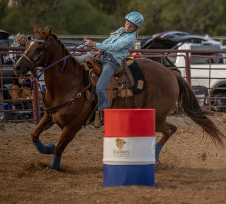 Claire Smith competes in Barrel Racing.