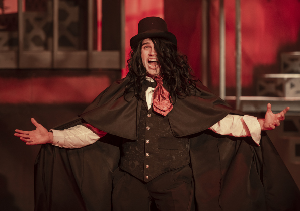 Cayden Couchman, playing Henry Jekyll and Edward Hyde, is pictured as Hyde in a Thursday, October 5, 2023 dress rehearsal of "Jekyll & Hyde," playing on the Palace's Springer Stage through November 5.    Photo by Andy Sharp. 