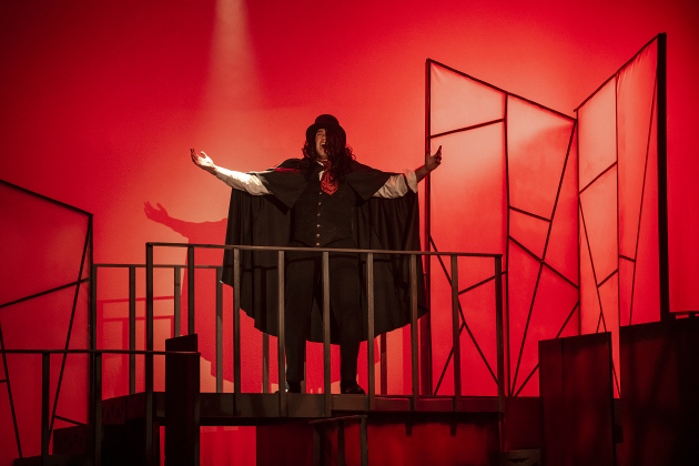Cayden Couchman, playing Henry Jekyll and Edward Hyde, is pictured as  Hyde in a Thursday, October 5, 2023 dress rehearsal of "Jekyll & Hyde," playing on the Palace's Springer Stage through November.    Photo by Andy Sharp. 