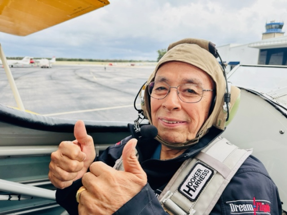 Air Force veteran John Zaragoza ready for his DreamFlights adventure.