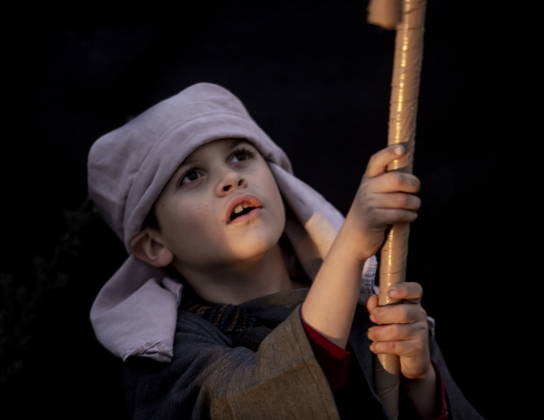 7-year-old Levi Lutz was a shepherd  during the Immanuel Lutheran Church Pilgrimage to Bethlehem, the church's Live Nativity, on Saturday, December 9, 2023.