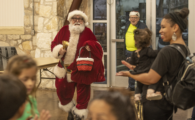  Santa Claus arrives at the San Gabriel Community Center for Breakfast With Santa on Saturday, December 23, 2023.  Attendees were treated to pancakes, breakfast sausage and orange juice.  Children had their photos taken with Santa.