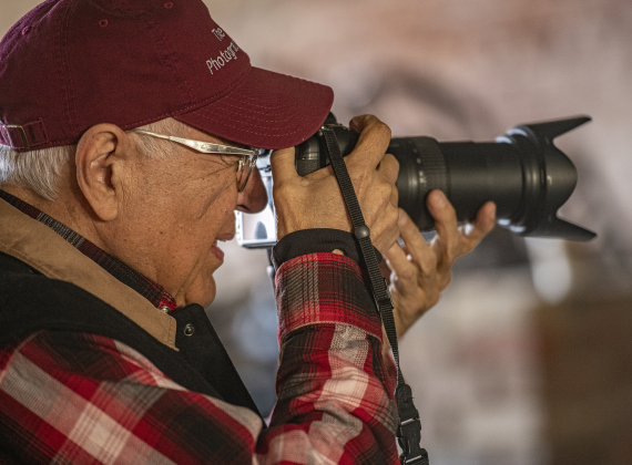 David Valdez, co-founder of the Texas Photography Festival (with the Williamson Museum)  takes photographs  on Saturday, January 20, 2024 at Pistons On The Bricks, a car show and photography event hosted by the Texas Photography Festival and the Williamson Museum.