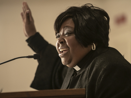 Rev. Cheryl Wilson, pastor at Wesley Chapel African Methodist Episcopal Church  in Georgetown welcomed guests to the program held at Macedonia Baptist Church  during the Dr. Martin Luther King, Jr. march and program held on Monday, February 19th, 2024.