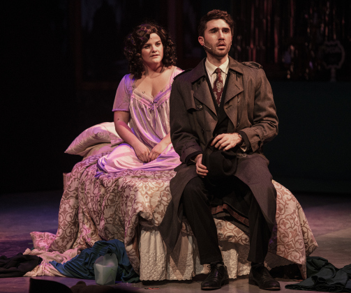 Hannah Ferguson, as Amalia Balash, and Jacob Rosenbaum, as Georg Nowack, are  shown in a  Thursday, February 1, 2024 photo from the Palace's Springer Stage production of  "She Loves Me," playing through March 3.