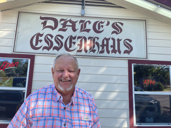 Dale Cockerell stands outside of his Walburg restaurant, Dale’s Essenhaus.