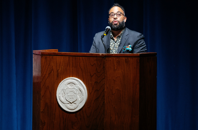 Kevin Young speaks at Southwestern.