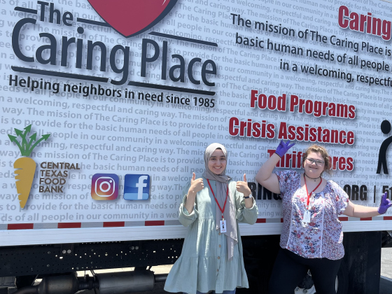 East View High School graduate Abeer Almohommed, left, and Richarte High School senior Lillian Troe-Beasley are interns at The Caring Place this summer through the Georgetown Project’s Summer Youth Employment Program. 