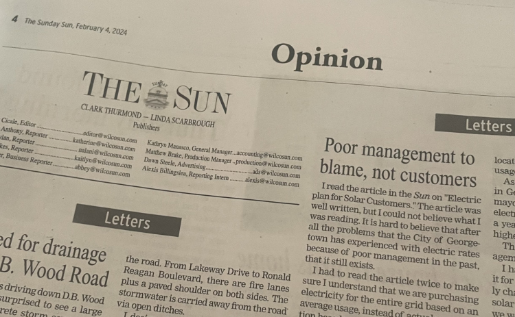 A Williamson County Sun Opinion page. 