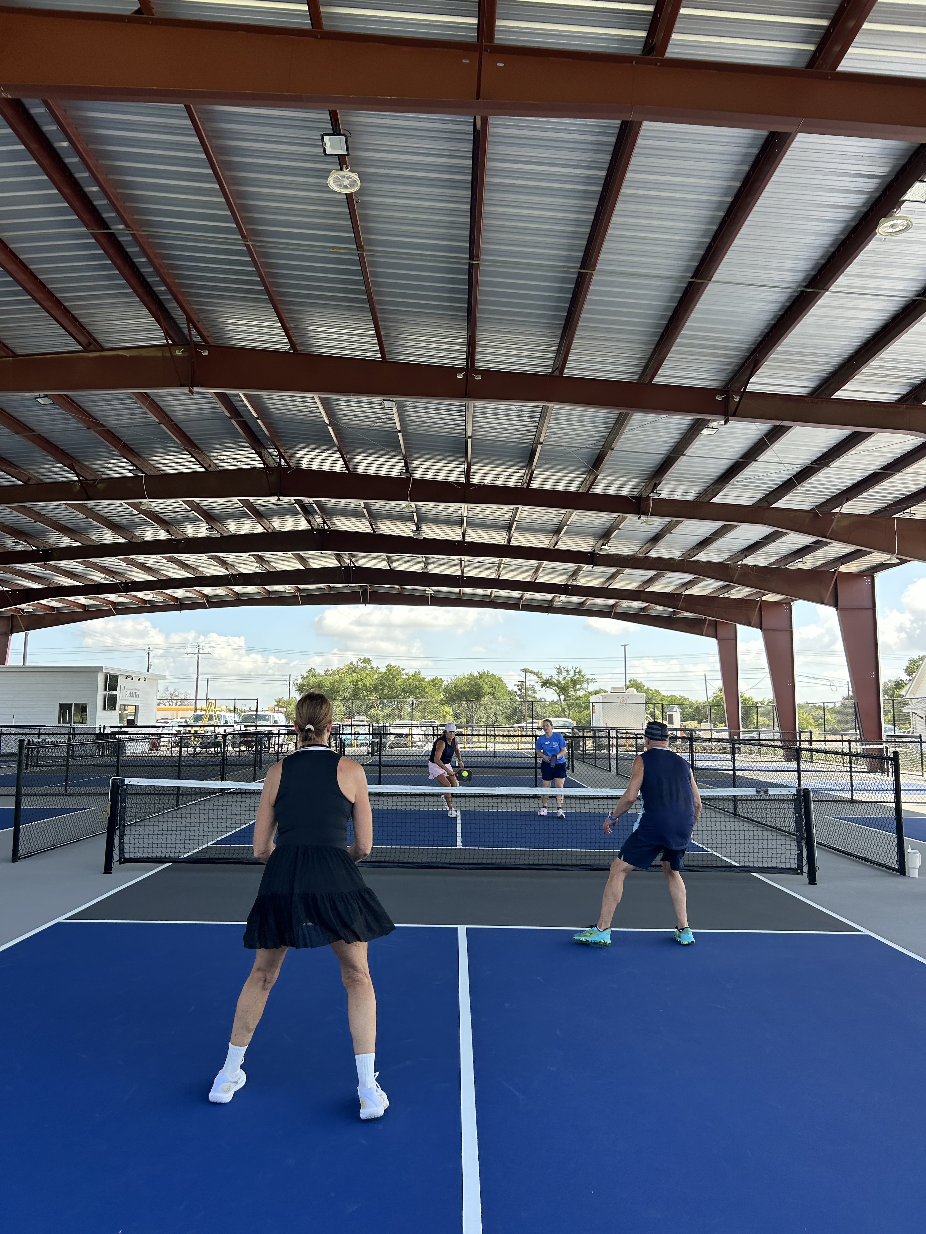 A group plays a pickleball game on PickleTex’s new courts in Georgetown.   Photo courtesy Melissa Rubey, PickleTex