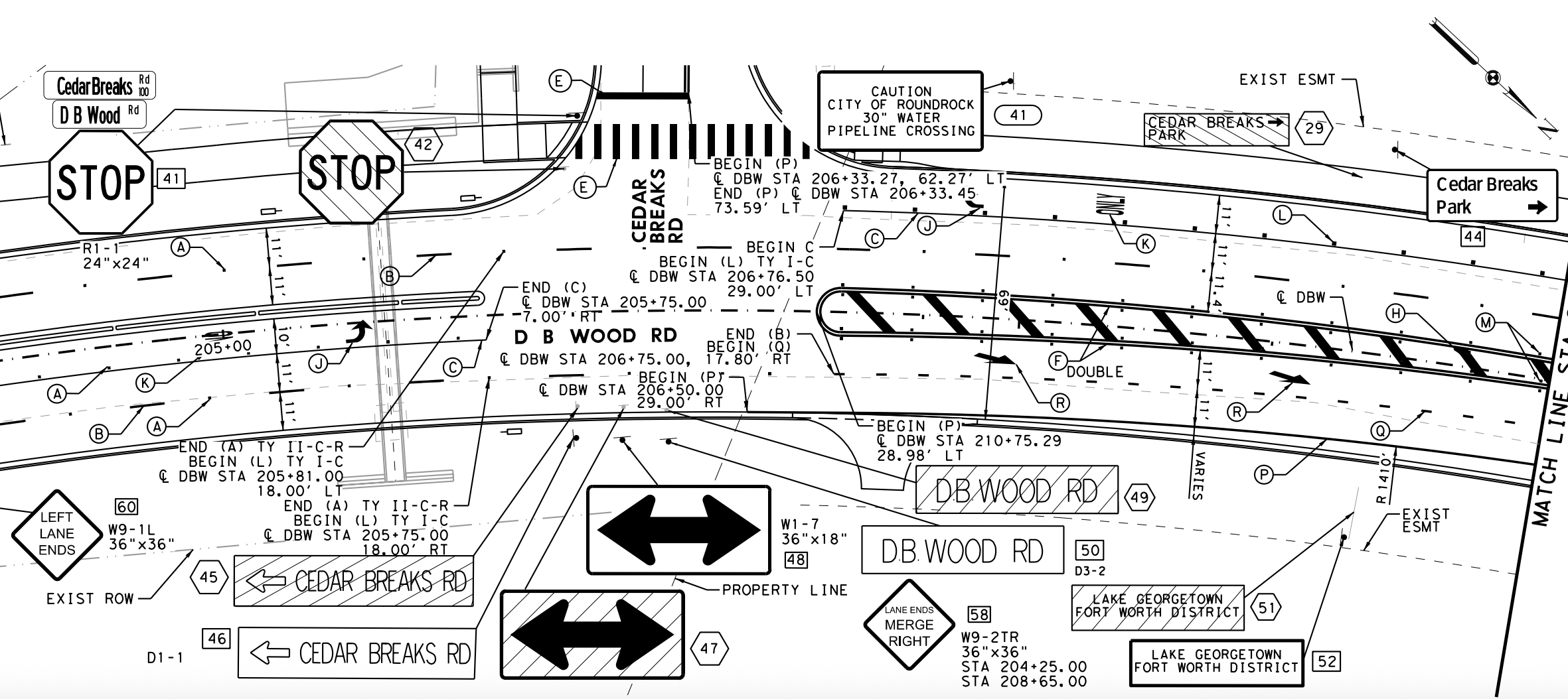 The schematic shows a proposed intersection at DB Wood Road and Cedar Breaks Road. (Courtesy City of Georgetown)