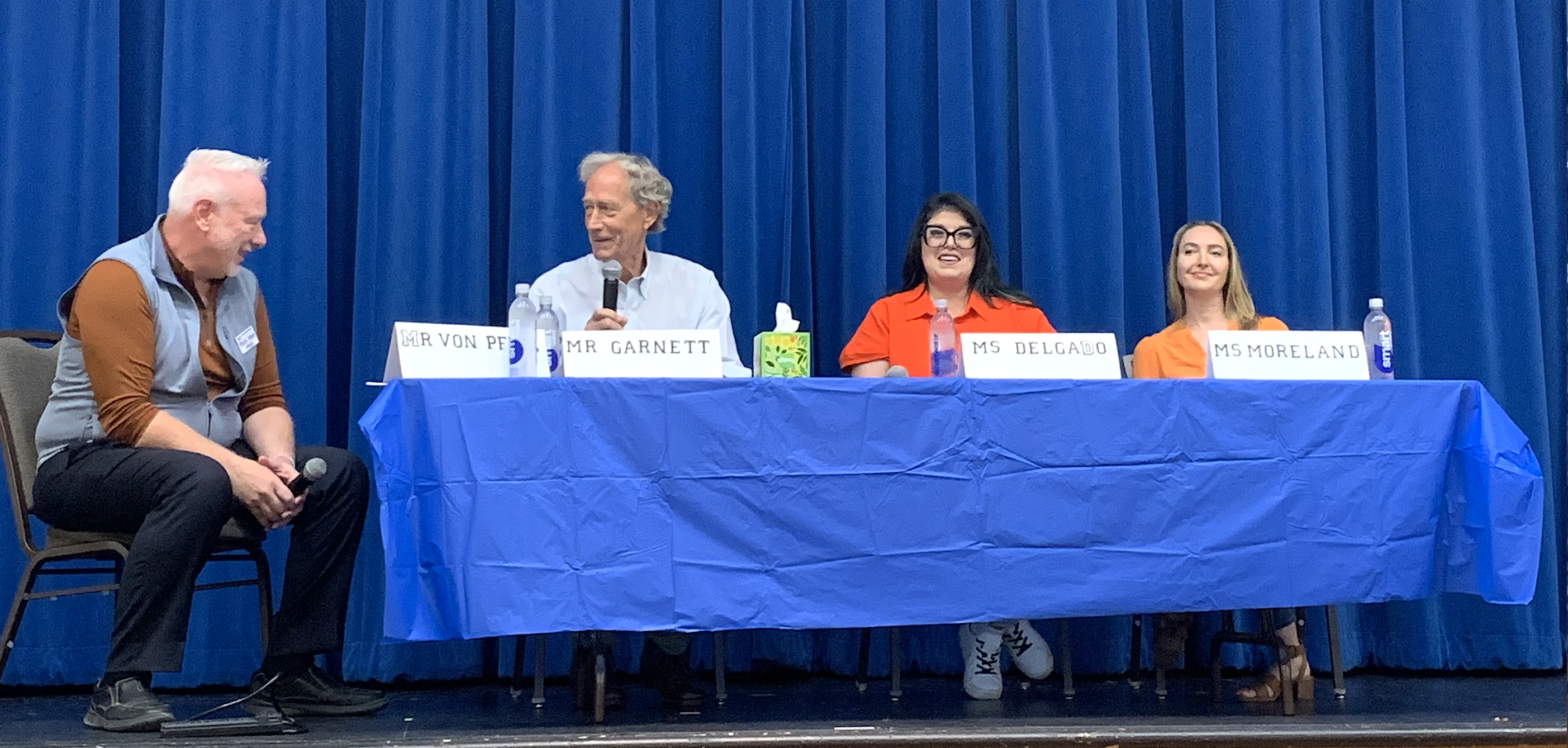 From left, Rick Von Pfiel, Craig Garnett, Christina Delgado and Melissa Moreland spoke about gun reform during a talk hosted by Sun City Democrats on June 14. (Photo by Kaitlyn Wilkes)