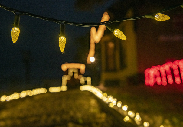 The community of Coupland is decked out for the Christmas holiday season with lights around the depot, caboose and tracks Sunday, December 11, 2022.  
