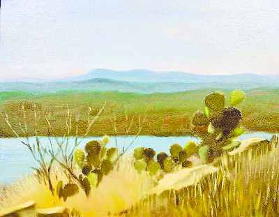 Marci Rice’s “Lookout Mountain” is on display at Healing Arts Gallery through January 6.