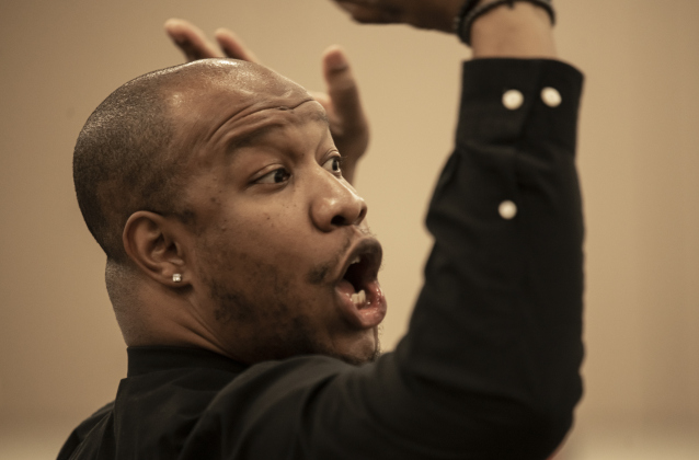 Minister James E. Reed III, with Sweet Home The Pinnacle of Praise, leads his group in song at the Allen R. Baca Center during Round Rock's 36th Annual Commemorative Dr. Martin Martin Luther King, Jr. Celebration on Saturday, January 14,