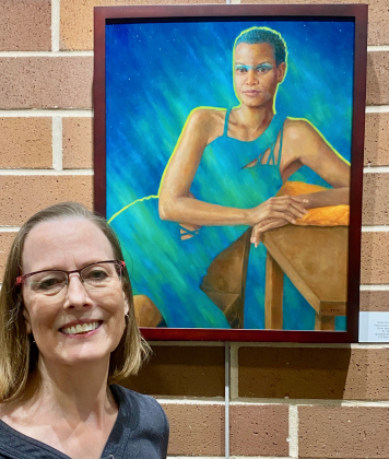 “Aurora Borealis” by Rhea Pettit, a contemporary realism painter, is part of the “Spice of Life” exhibit at the Georgetown Public Library through February 15. (Photos by Ellen Greeney)