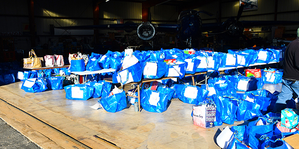 Gift bags prepared for delivery.