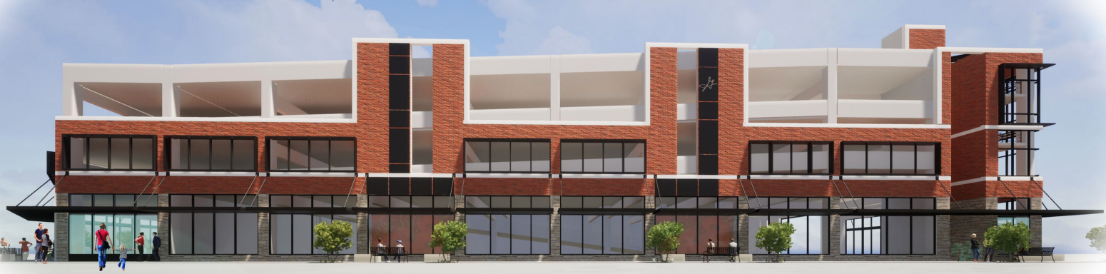 A rendering shows a proposed design for the downtown garage, with commercial space on the ground floor.  (COURTESY THE CITY OF GEORGETOWN)