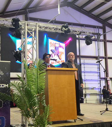 Georgetown resident Johnny Joe Leal, left, is inducted to the Tejano R.O.O.T.S Hall of Fame earlier this month. Mr. Leal was one of four guitarists inducted under the Million Dollar Band, Guitar Player category.