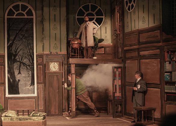 Stephen Quinn, top, as Chris, Ross Millsap, lower left, playing Robert, and Leslie Hethcox, right, as Dennis.