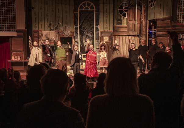 The cast and crew take a bow and acknowledge the applause at the conclusion of a Thursday, February 9, dress rehearsal.