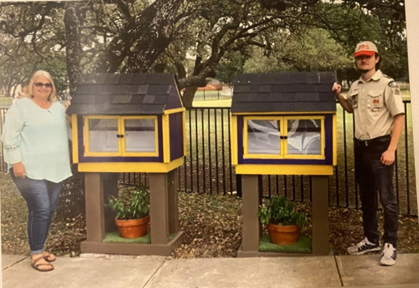 Two Little Free Libraries at Georgetown’s Priority Charter School were installed as part of Dustin Zippe Ford’s Eagle Scout service project. A third Little Free Library was donated to The Cove at Cow Creek HOA in Taylor. 