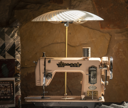 A lamp made by David Jacobs using a vintage sewing machine was one of the items available in a Silent Auction.