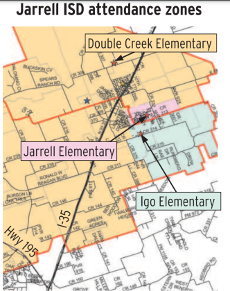 Jarrell ISD trustees approved new elementary school attendance zones February 15 to accommodate the opening of Double Creek Elementary School in August.