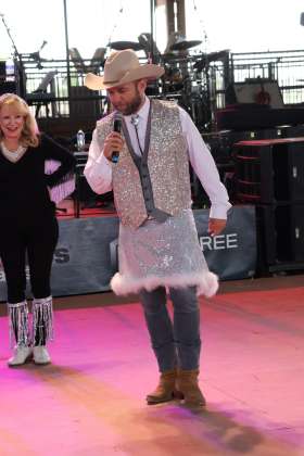 Chet Garner donned a cloggers outfit to dance at the event Saturday, April 1.