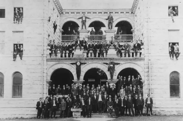 A historic photo of Mood Bridwell Hall.