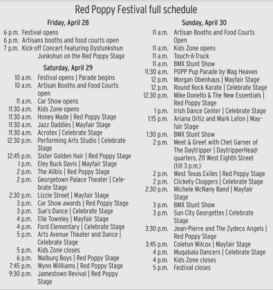 Red Poppy Schedule