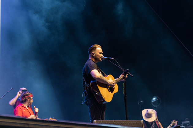 Country star and headliner Zach Bryan performs on the Big River main stage Saturday, April 15.