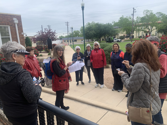Roughly 15 people attended the history walk, which included a stop at the Hammerlun Leadership Center, 507 East Austin Avenue. The site was originally the location of Southwestern University and the old Georgetown High School before housing its current tenant, Ms. Cordes said.