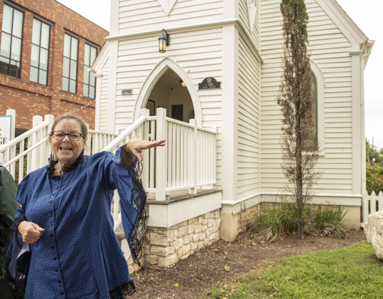 Mickie Ross gives visitors the history of the Grace Heritage Center, built in 1881 as Grace Episcopal Church.  Grace Heritage Center is at 9th and Main Streets.
