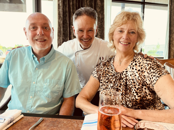 Jan Hanson, Chef Stephan Pyles, and Jim Leslie at Alma.