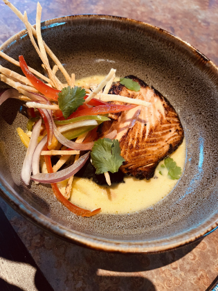 The marinated Nova Scotian salmon main course at Alma.
