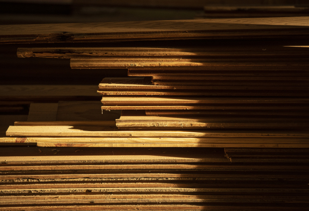 An abundance of original pine wood is ready to be put into place   at what was once Granger United Methodist Church.