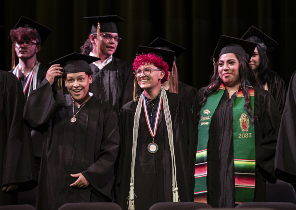 There were a number of happy faces onstage during the commencement ceremony for Richarte High School, held at the Klett Performing Art Center.