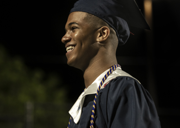 East View High School graduating senior Landon Nathaniel Winslow, a National Honor Society member, has a big smile after receiving his diploma.