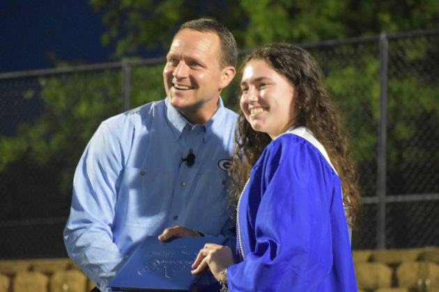 Outgoing Georgetown ISD superintendent with his daughter, graduating senior Abby Brent.