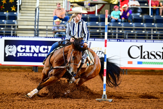 Jaycee Ferguson competing for her first place finish at the Texas High School Rodeo State Finals. Photo courtesy Texas High School Rodeo