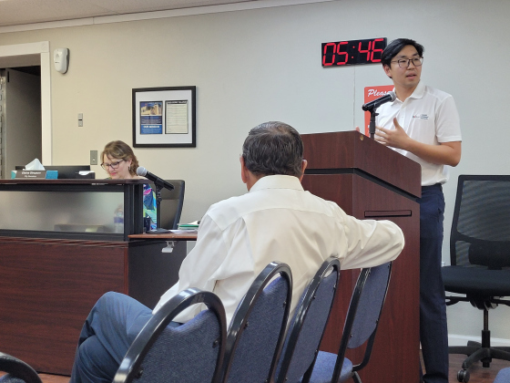 William Lee from Wilco Economic Development Partnership gives a presentation on the importance of setting up the potential relationships for Korean businesses to the Liberty Hill Economic Development Corporation Board of Directors Wednesday, June 21. Photo by Nalani Nuylan