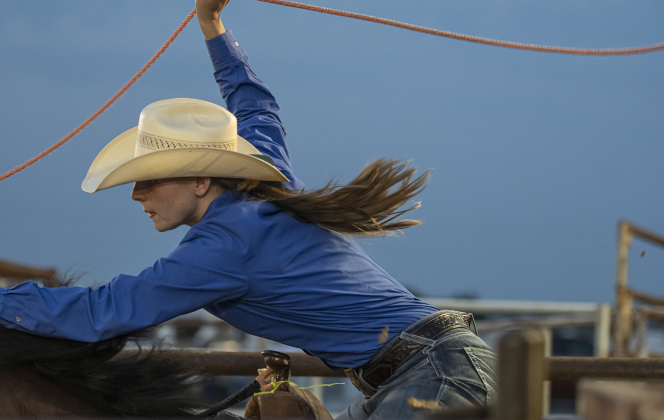 Shaye Jessee of La Vernia, Texas competes in Breakaway Roping.