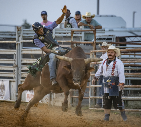 Leandro Machado of Weatherford, Texas competes in Bull Riding.