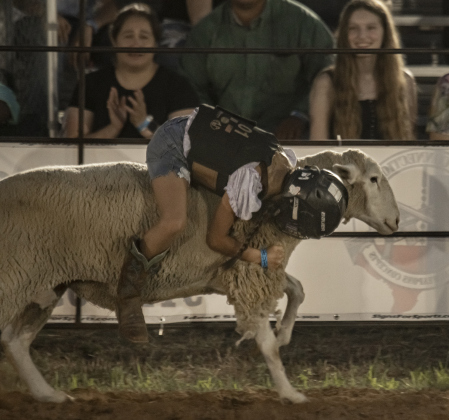 Riata Rafferty competes in Mutton Bustin'.